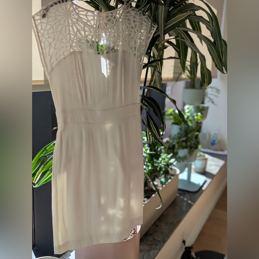 Sandro Cream Sheath Dress with Open back